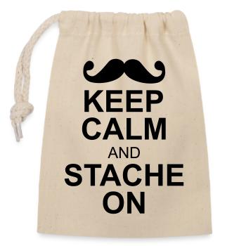 keep calm moustache - Verschließbarer Geschenkbeutel aus Baumwolle (14x20cm) - Natur - Vorne