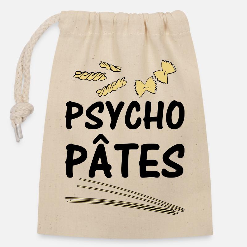 Psycho Pâtes - Sac cadeau en coton avec cordon (14 x 20 cm) - nature