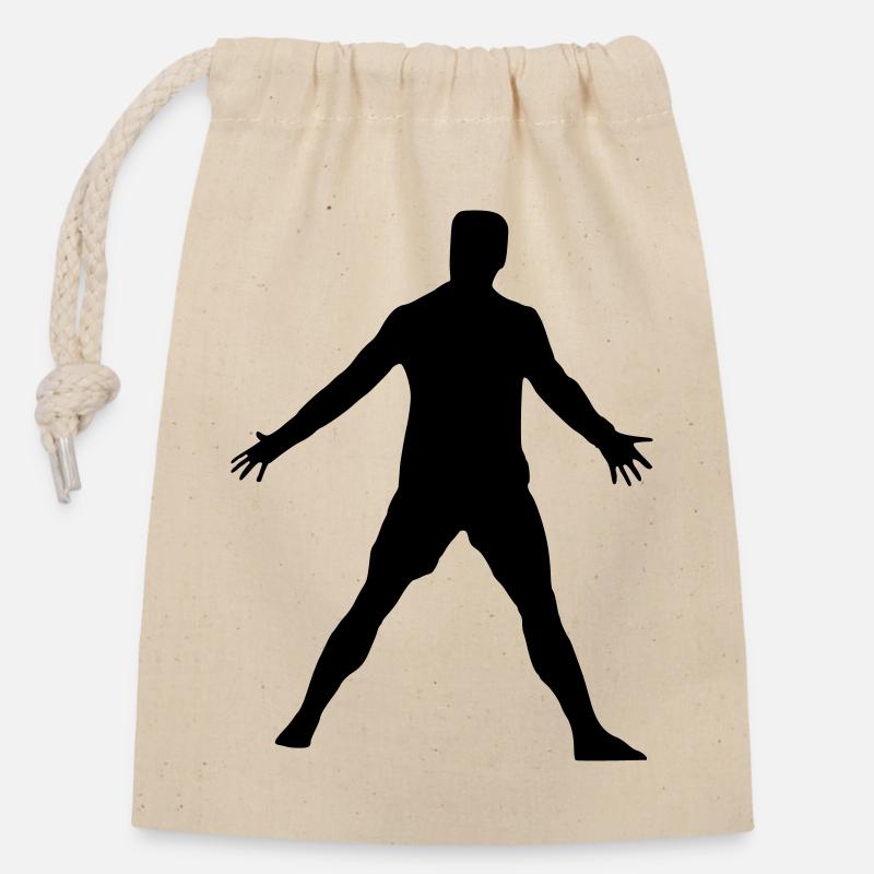 Cristiano pose - Closable cotton gift bag (14x20cm) - nature