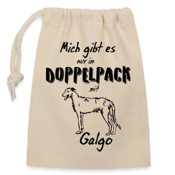 Galgo Silhouette - Kontur - Verschließbarer Geschenkbeutel aus Baumwolle (14x20cm) - Natur - Vorne