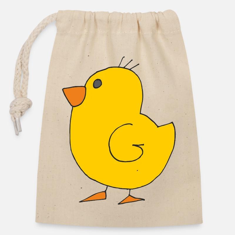 chick - Closable cotton gift bag (14x20cm) - nature