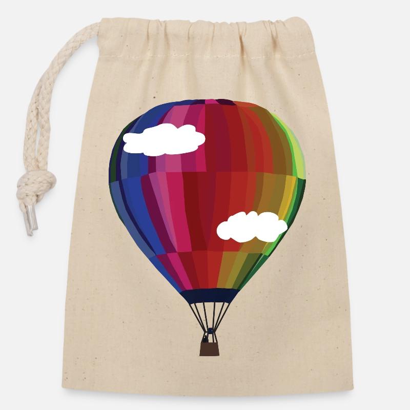 Ballon - un morceau de liberté. - Sac cadeau en coton avec cordon (14 x 20 cm) - nature