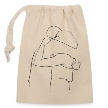 Hug, man and woman - Closable cotton gift bag (14x20cm) - nature - Front