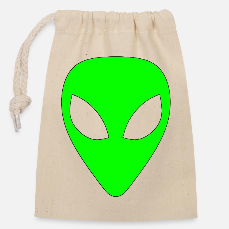 Alien - Hellgrün - Verschließbarer Geschenkbeutel aus Baumwolle (14x20cm) - Natur