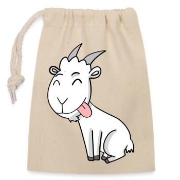 Ziege Ziegenbock Bock - Verschließbarer Geschenkbeutel aus Baumwolle (14x20cm) - Natur - Vorne