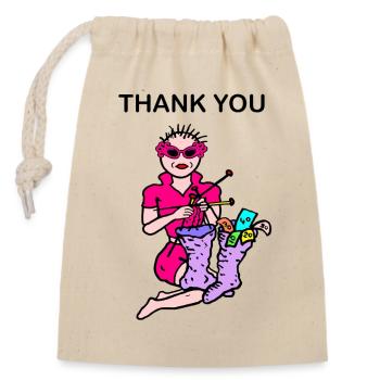 Économies en chaussette - Sac cadeau en coton avec cordon (14 x 20 cm) - nature - Devant