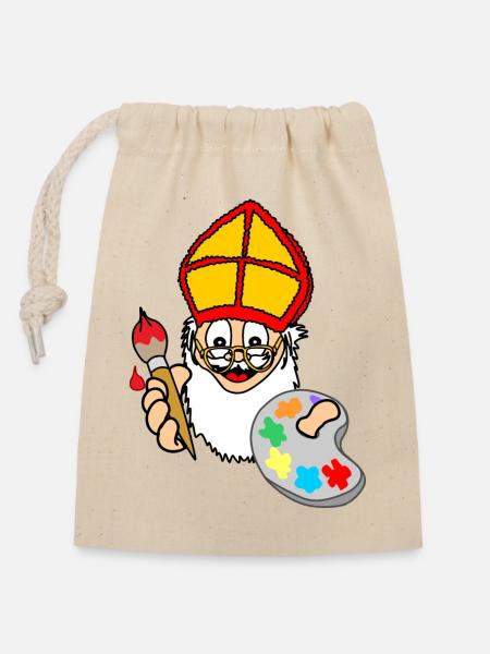 Sinterklaas-Farbe - Verschließbarer Geschenkbeutel aus Baumwolle (14x20cm) - Natur