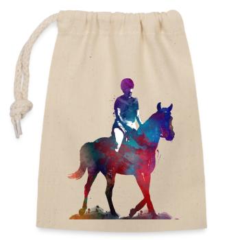 Rider #rider #horse #sport - Sac cadeau en coton avec cordon (14 x 20 cm) - nature - Devant