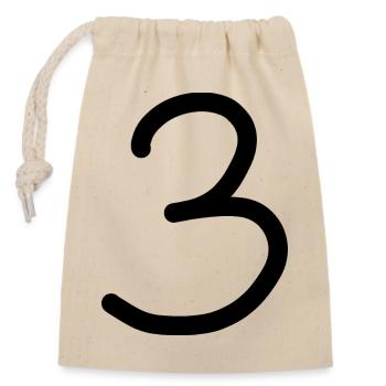 3 Numéro trois noir anniversaire - Sac cadeau en coton avec cordon (14 x 20 cm) - nature - Devant