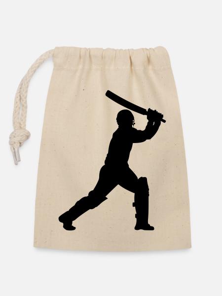 Cricket-Schattenbild - Verschließbarer Geschenkbeutel aus Baumwolle (14x20cm) - Natur
