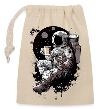 Astronaute sur la lune - Sac cadeau en coton avec cordon (14 x 20 cm) - nature - Devant