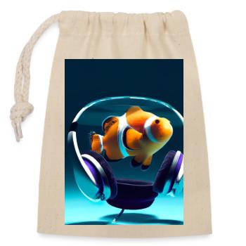 Clownfisch Kopfhörer - Verschließbarer Geschenkbeutel aus Baumwolle (14x20cm) - Natur - Vorne