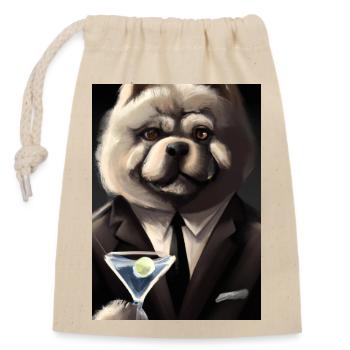 Chow Chow Anzug Martini - Verschließbarer Geschenkbeutel aus Baumwolle (14x20cm) - Natur - Vorne