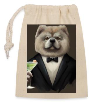 Chow Chow Anzug Martini - Verschließbarer Geschenkbeutel aus Baumwolle (14x20cm) - Natur - Vorne