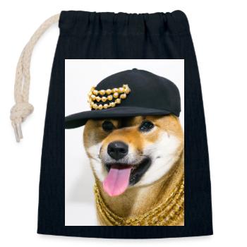 Cooler Hund mit Mütze - Verschließbarer Geschenkbeutel aus Baumwolle (14x20cm) - Navy - Vorne