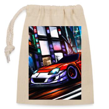 Sportwagen in der Großstadt - Verschließbarer Geschenkbeutel aus Baumwolle (14x20cm) - Natur - Vorne
