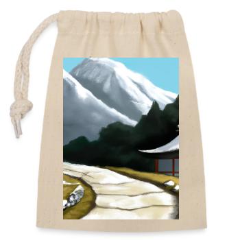 Pfad zu einem Berg - Verschließbarer Geschenkbeutel aus Baumwolle (14x20cm) - Natur - Vorne
