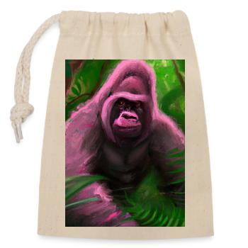 Rosa Gorilla - Verschließbarer Geschenkbeutel aus Baumwolle (14x20cm) - Natur - Vorne