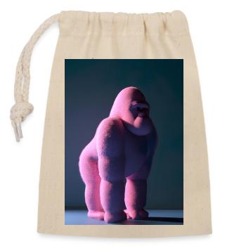 Rosa Gorilla - Verschließbarer Geschenkbeutel aus Baumwolle (14x20cm) - Natur - Vorne