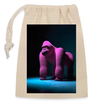 Rosa Gorilla - Verschließbarer Geschenkbeutel aus Baumwolle (14x20cm) - Natur - Vorne