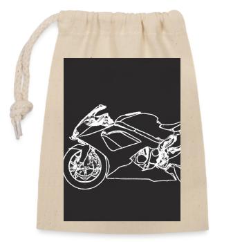 Umriss Motorrad - Verschließbarer Geschenkbeutel aus Baumwolle (14x20cm) - Natur - Vorne