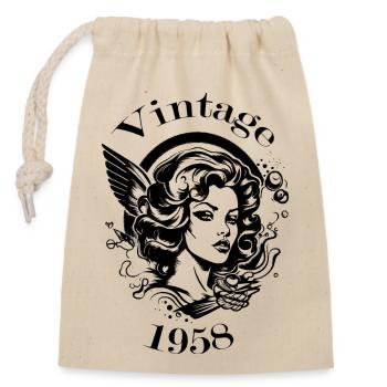 Vintage 1958 - Verschließbarer Geschenkbeutel aus Baumwolle (14x20cm) - Natur - Vorne