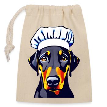 Hund Köche Dobermann Gastronom Dobermannwelpe - Verschließbarer Geschenkbeutel aus Baumwolle (14x20cm) - Natur - Vorne