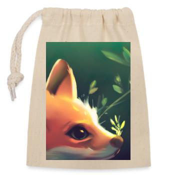 Niedliche Fuchs-Malerei - Verschließbarer Geschenkbeutel aus Baumwolle (14x20cm) - Natur - Vorne