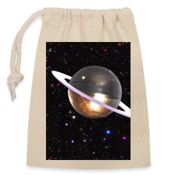 Funky Planet - Verschließbarer Geschenkbeutel aus Baumwolle (14x20cm) - Natur - Vorne