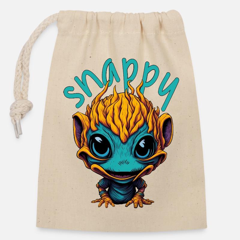 Alien vif - Sac cadeau en coton avec cordon (14 x 20 cm) - nature
