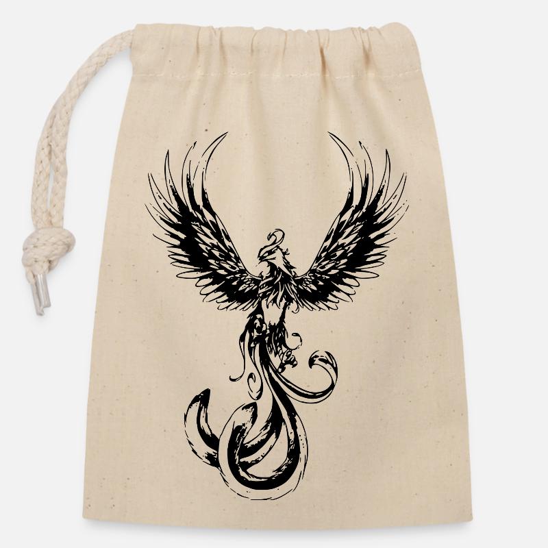 Phoenix - Closable cotton gift bag (14x20cm) - nature