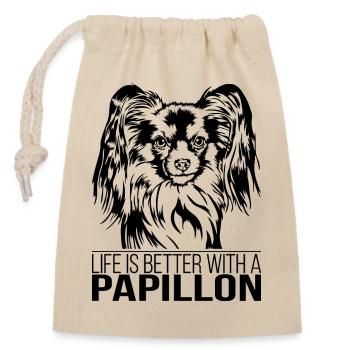 La vie de Papillon est meilleure Chiens Wilsigns - Sac cadeau en coton avec cordon (14 x 20 cm) - nature - Devant