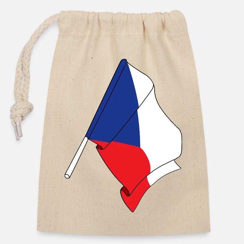 Flagge der Tschechischen Republik - Verschließbarer Geschenkbeutel aus Baumwolle (14x20cm) - Natur