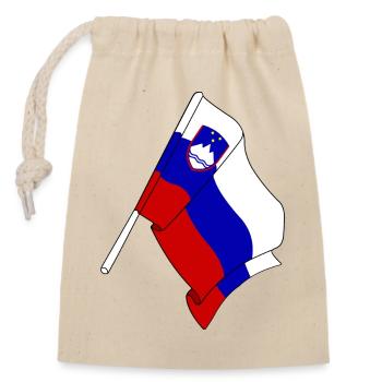 Flagge Slowenien - Verschließbarer Geschenkbeutel aus Baumwolle (14x20cm) - Natur - Vorne