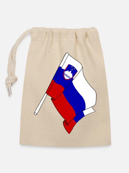 Flagge Slowenien - Verschließbarer Geschenkbeutel aus Baumwolle (14x20cm) - Natur
