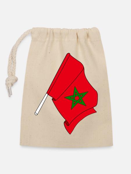Flagge von Marokko - Verschließbarer Geschenkbeutel aus Baumwolle (14x20cm) - Natur