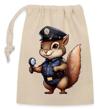 Squirrel Policewoman - Closable cotton gift bag (14x20cm) - nature - Front