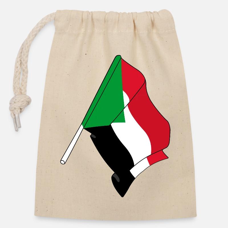 Flagge Sudan - Verschließbarer Geschenkbeutel aus Baumwolle (14x20cm) - Natur