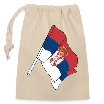 Drapeau de la Serbie - Sac cadeau en coton avec cordon (14 x 20 cm) - nature - Devant