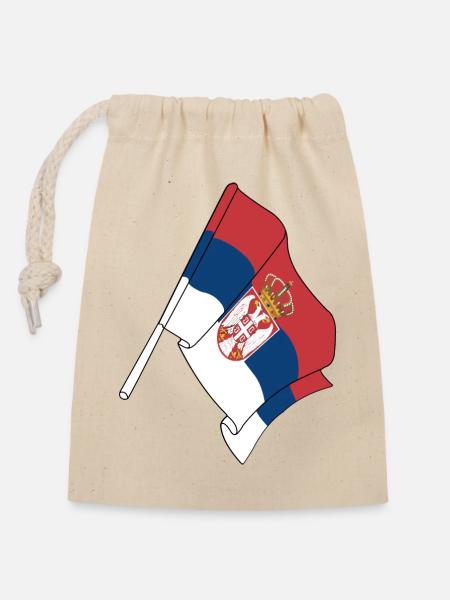 Flagge von Serbien - Verschließbarer Geschenkbeutel aus Baumwolle (14x20cm) - Natur