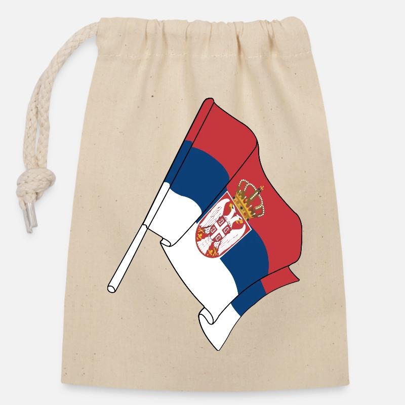 Flagge von Serbien - Verschließbarer Geschenkbeutel aus Baumwolle (14x20cm) - Natur