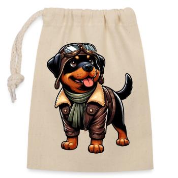 Conception du pilote Rottweiler - Sac cadeau en coton avec cordon (14 x 20 cm) - nature - Devant