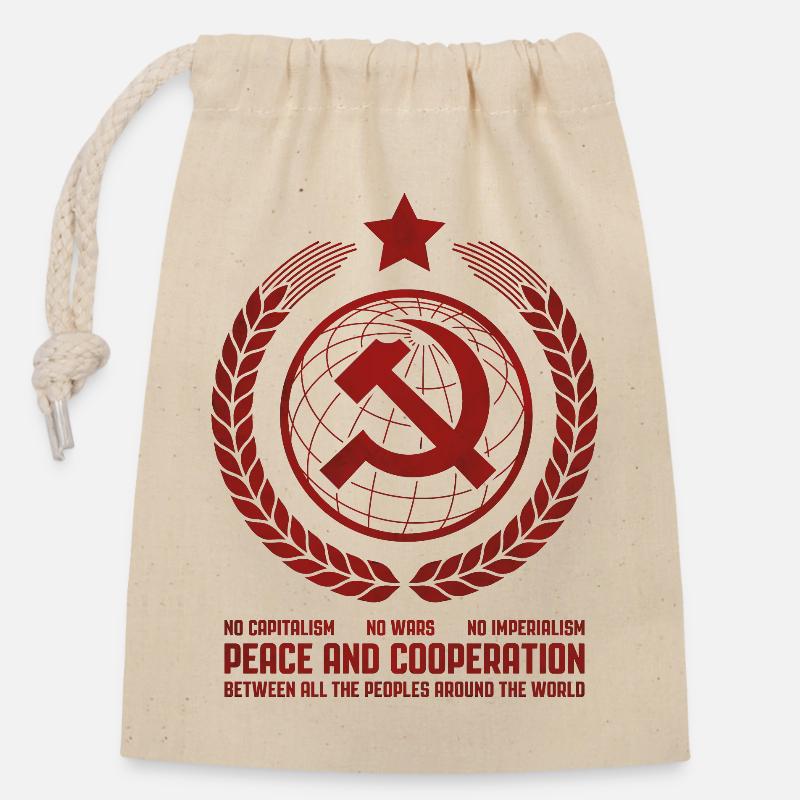 Global Unity Emblem - Closable cotton gift bag (14x20cm) - nature