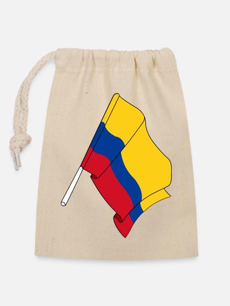 Flagge von Kolumbien - Verschließbarer Geschenkbeutel aus Baumwolle (14x20cm) - Natur