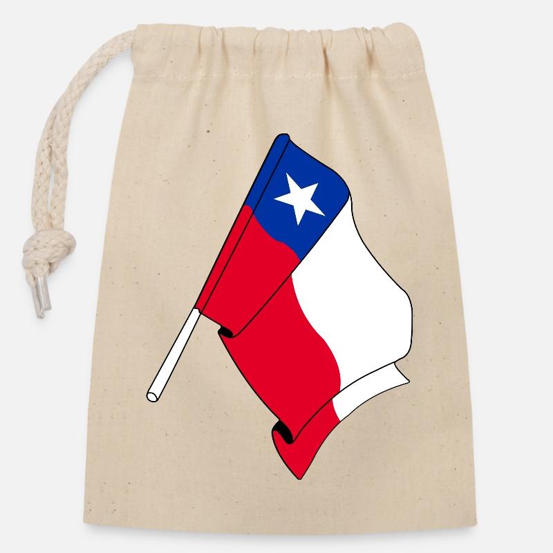 Flagge Chile - Verschließbarer Geschenkbeutel aus Baumwolle (14x20cm) - Natur