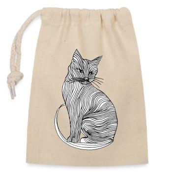 Linien Kunst Katze #cat - Verschließbarer Geschenkbeutel aus Baumwolle (14x20cm) - Natur - Vorne
