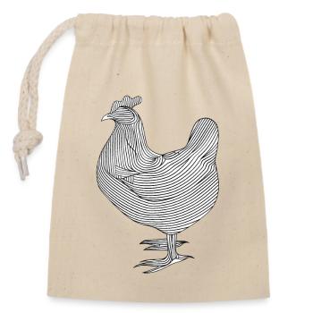 Lignes d’art poulet #chicken - Sac cadeau en coton avec cordon (14 x 20 cm) - nature - Devant