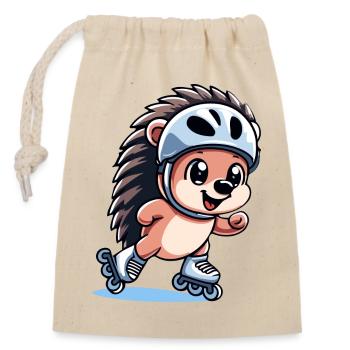 Speedy Hedgehog : Champion de patinage à roulettes - Sac cadeau en coton avec cordon (14 x 20 cm) - nature - Devant