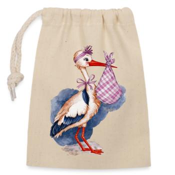 Its a Girl - Closable cotton gift bag (14x20cm) - nature - Front