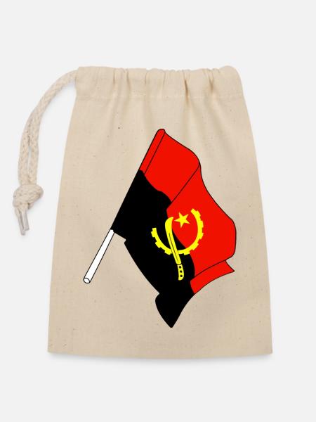Flagge Angola - Verschließbarer Geschenkbeutel aus Baumwolle (14x20cm) - Natur